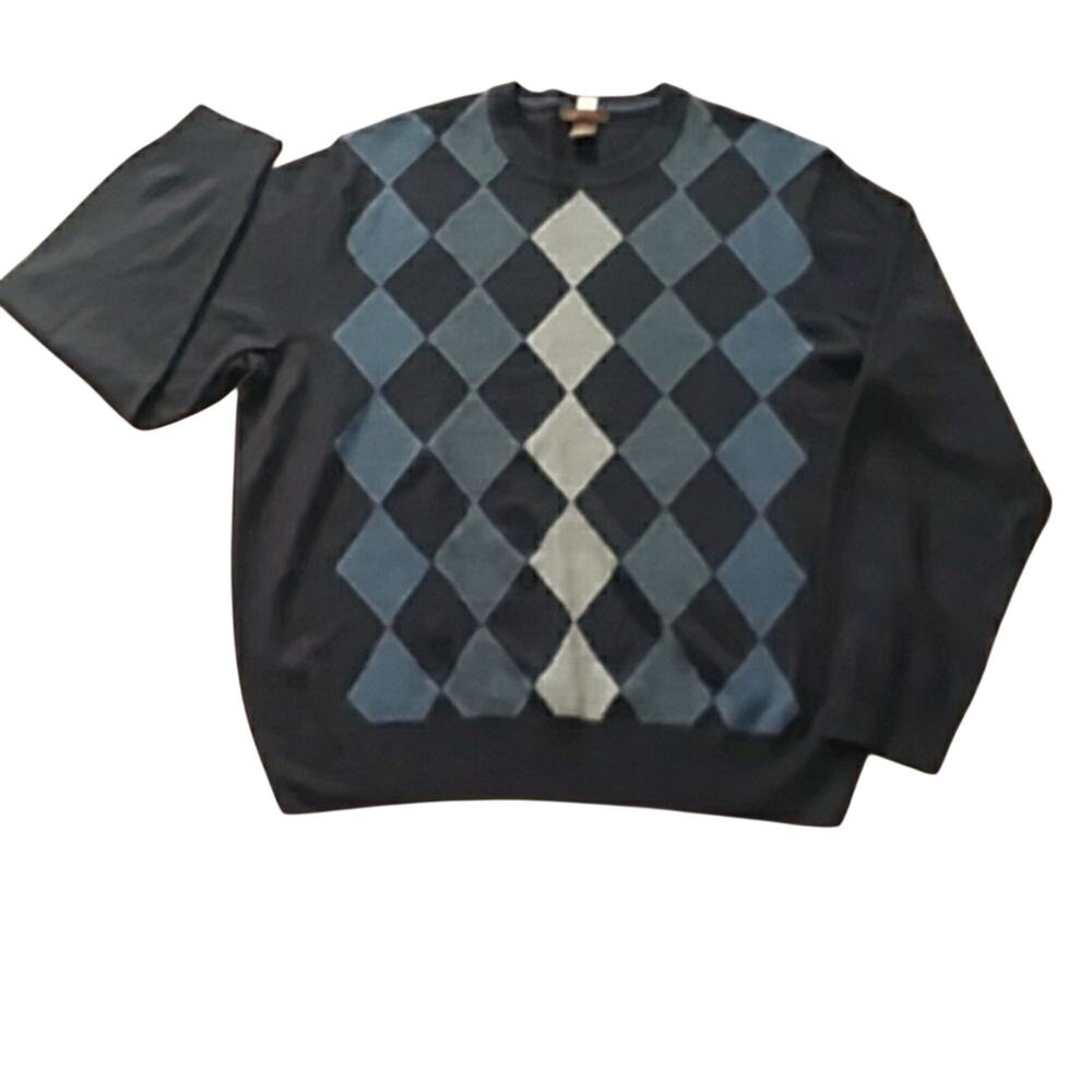 Dockers Men's XL argyle crew neck blue and gray sweater